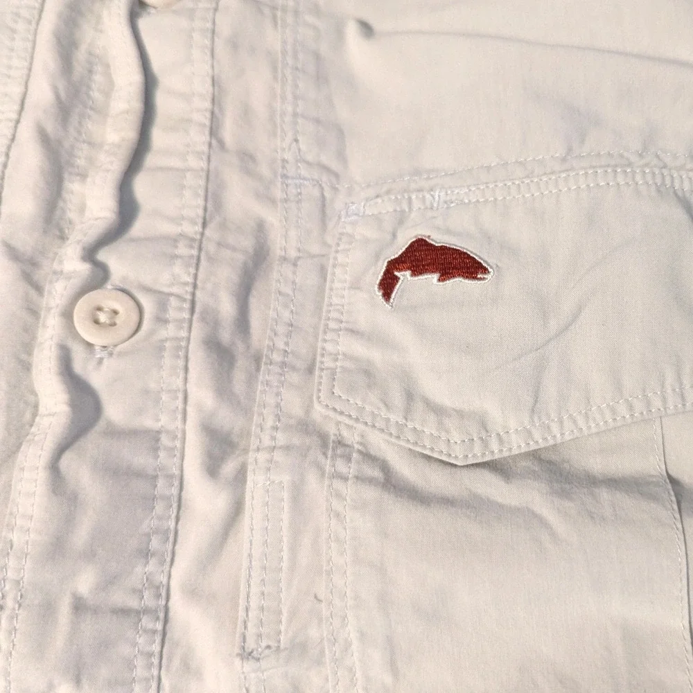 Simms‎ Fishing Products Mens Medium Off-White Long Sleeve Vented Cotton Shirt